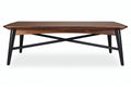 **Laag houten salontafel met metalen poten**