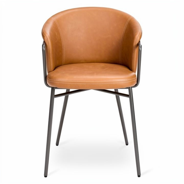 **Technische titel in het Nederlands: Moderne leren eetkamerstoel met metalen frame**