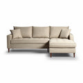 Moderne beige loungebank met chaise longue en kussens