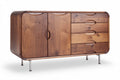 **Technische titel in het Nederlands:** Moderne houten kast met gebogen lijnen en metalen poten